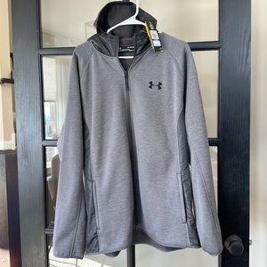NEW WITH TAGS - Men’s XL under armor, gray lined hoodie jacket.